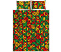 Geometric Reggae Pattern Print Quilt Bed Set