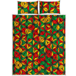 Geometric Reggae Pattern Print Quilt Bed Set