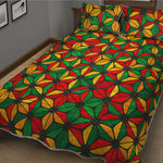Geometric Reggae Pattern Print Quilt Bed Set