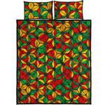Geometric Reggae Pattern Print Quilt Bed Set