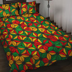 Geometric Reggae Pattern Print Quilt Bed Set