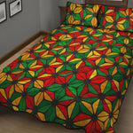 Geometric Reggae Pattern Print Quilt Bed Set