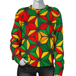 Geometric Reggae Pattern Print Women's Crewneck Sweatshirt GearFrost