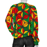 Geometric Reggae Pattern Print Women's Crewneck Sweatshirt GearFrost