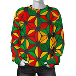 Geometric Reggae Pattern Print Women's Crewneck Sweatshirt GearFrost