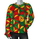 Geometric Reggae Pattern Print Women's Crewneck Sweatshirt GearFrost