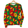 Geometric Reggae Pattern Print Women's Crewneck Sweatshirt GearFrost