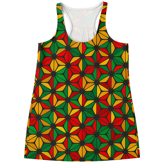 Geometric Reggae Pattern Print Women's Racerback Tank Top