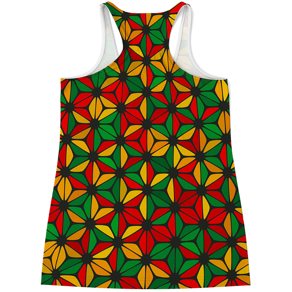 Geometric Reggae Pattern Print Women's Racerback Tank Top