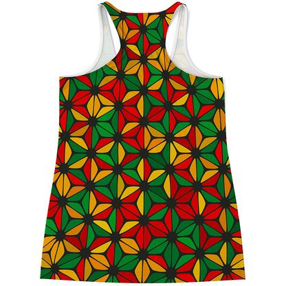 Geometric Reggae Pattern Print Women's Racerback Tank Top