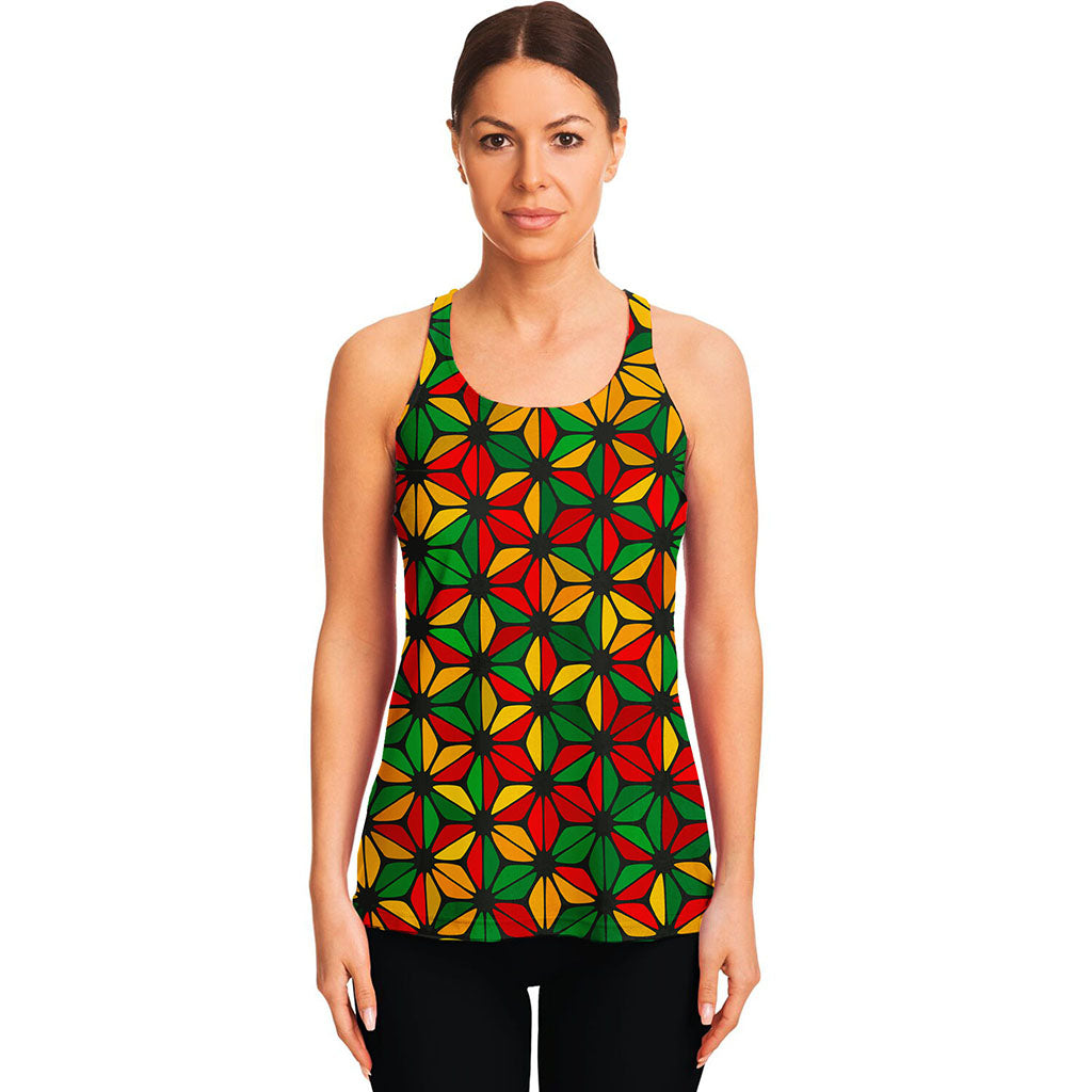 Geometric Reggae Pattern Print Women's Racerback Tank Top
