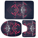 Geometric Samurai Mask Print 3 Piece Bath Mat Set