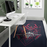 Geometric Samurai Mask Print Area Rug