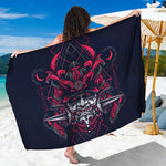 Geometric Samurai Mask Print Beach Sarong Wrap