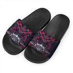 Geometric Samurai Mask Print Black Slide Sandals