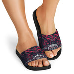 Geometric Samurai Mask Print Black Slide Sandals