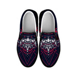 Geometric Samurai Mask Print Black Slip On Shoes
