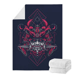 Geometric Samurai Mask Print Blanket