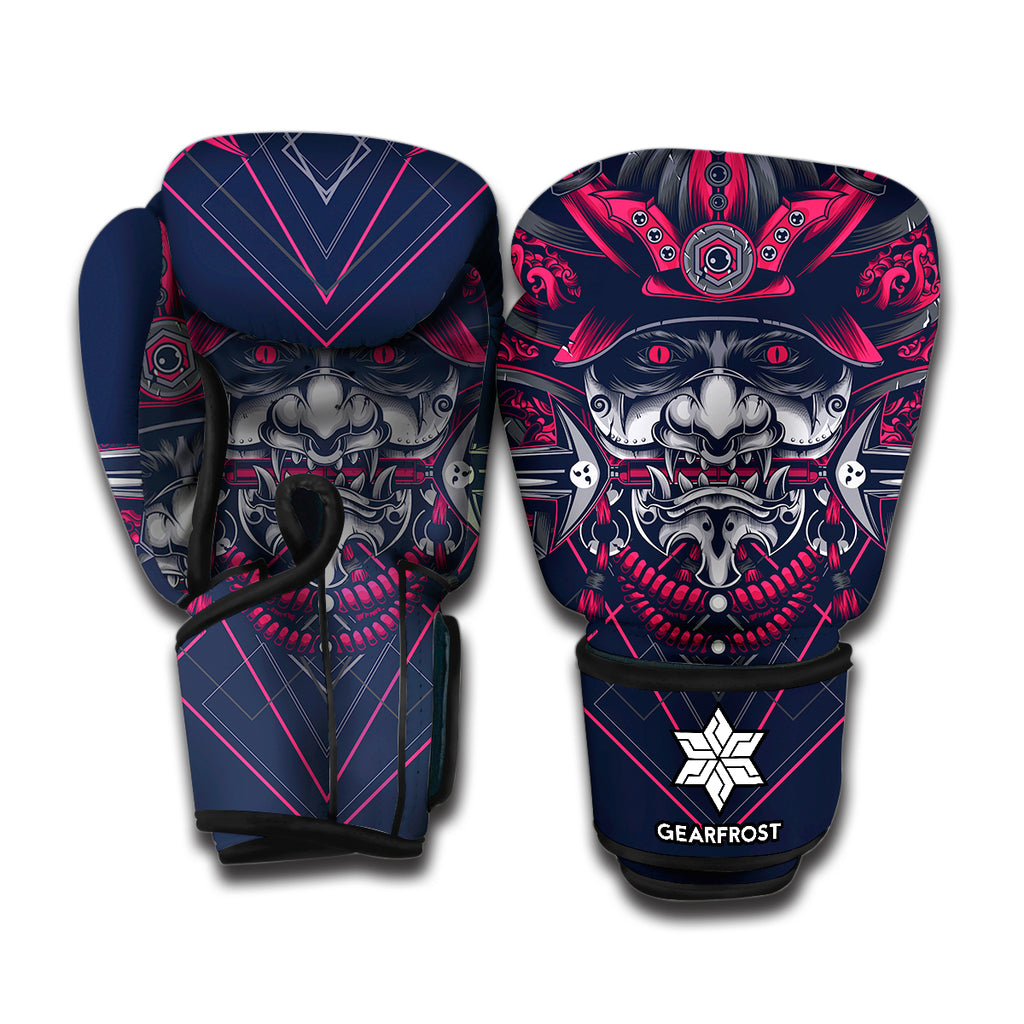 Geometric Samurai Mask Print Boxing Gloves