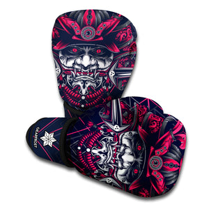 Geometric Samurai Mask Print Boxing Gloves