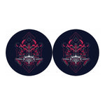 Geometric Samurai Mask Print Car Coasters