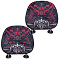 Geometric Samurai Mask Print Car Headrest Covers
