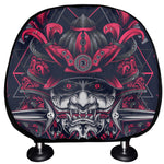 Geometric Samurai Mask Print Car Headrest Covers