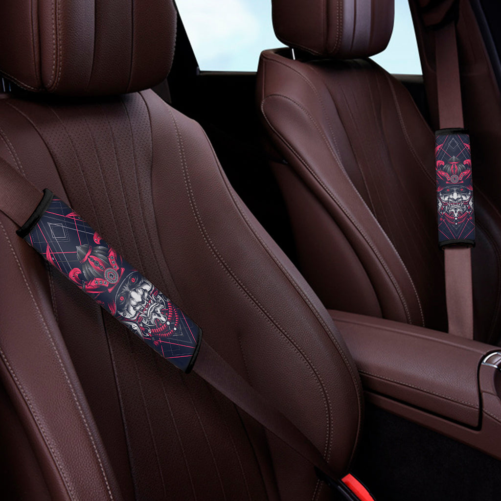 Geometric Samurai Mask Print Car Seat Belt Covers