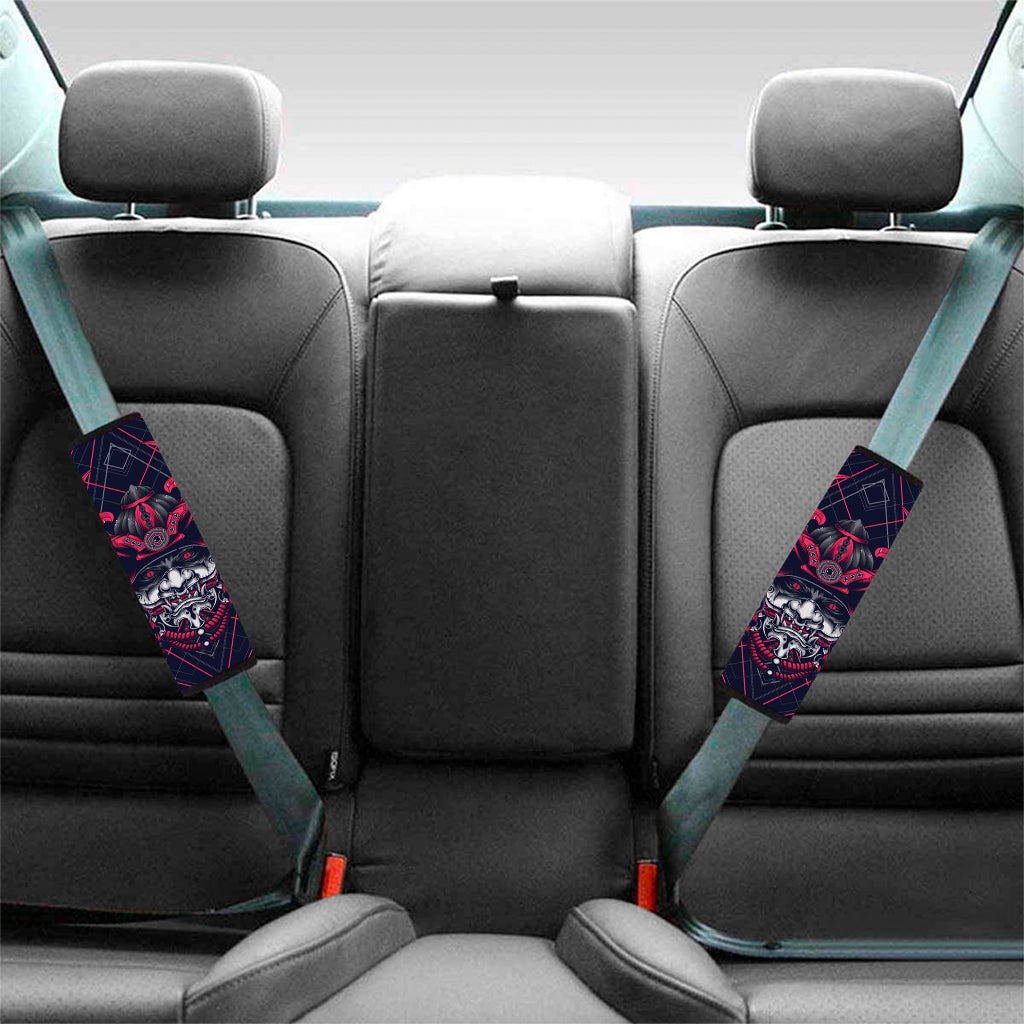 Geometric Samurai Mask Print Car Seat Belt Covers
