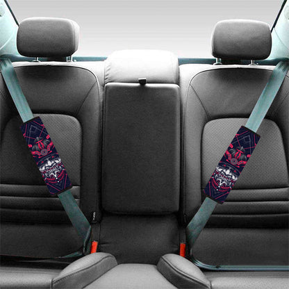 Geometric Samurai Mask Print Car Seat Belt Covers