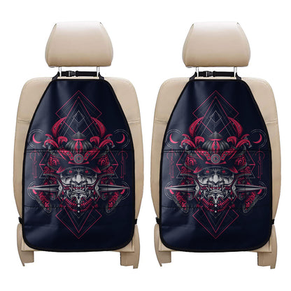 Geometric Samurai Mask Print Car Seat Organizers