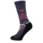 Geometric Samurai Mask Print Crew Socks