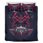 Geometric Samurai Mask Print Duvet Cover Bedding Set