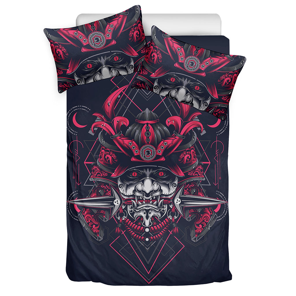 Geometric Samurai Mask Print Duvet Cover Bedding Set