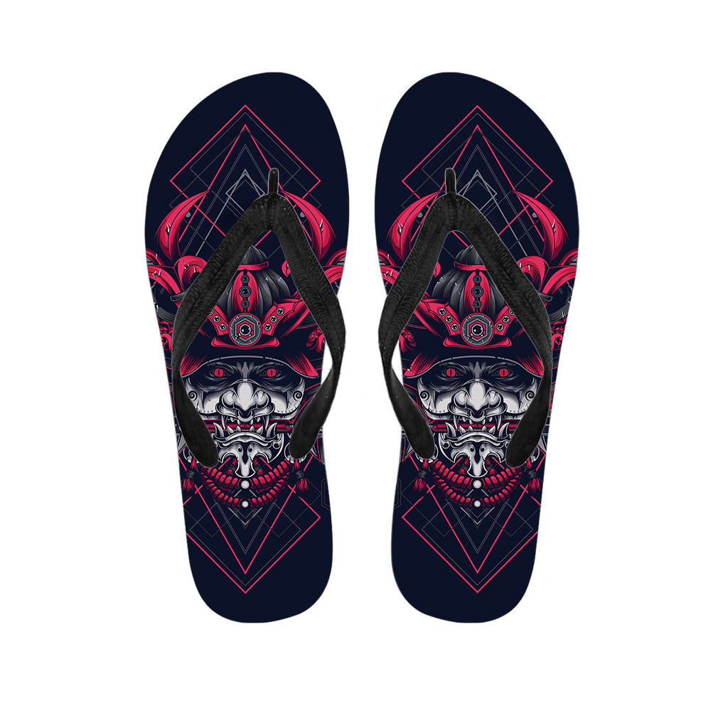 Geometric Samurai Mask Print Flip Flops