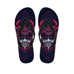 Geometric Samurai Mask Print Flip Flops