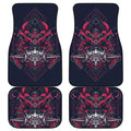 Geometric Samurai Mask Print Front and Back Car Floor Mats