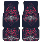 Geometric Samurai Mask Print Front and Back Car Floor Mats