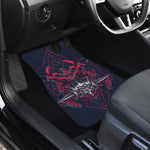 Geometric Samurai Mask Print Front and Back Car Floor Mats