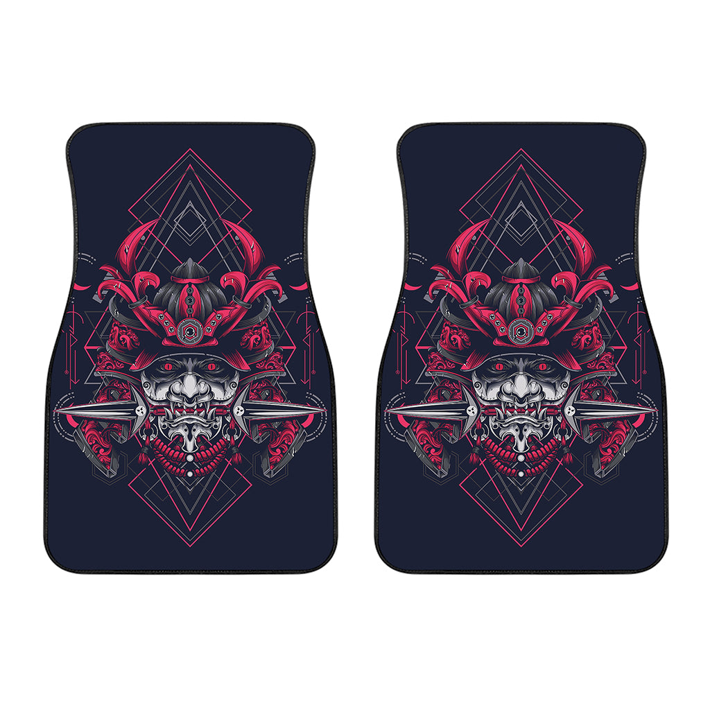 Geometric Samurai Mask Print Front Car Floor Mats