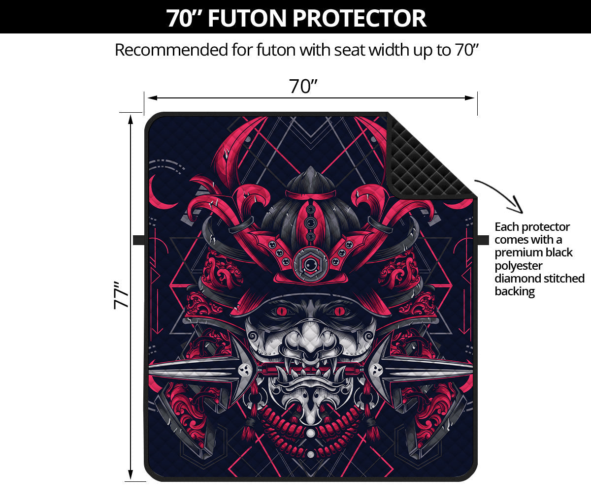 Geometric Samurai Mask Print Futon Protector