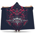 Geometric Samurai Mask Print Hooded Blanket