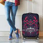 Geometric Samurai Mask Print Luggage Cover