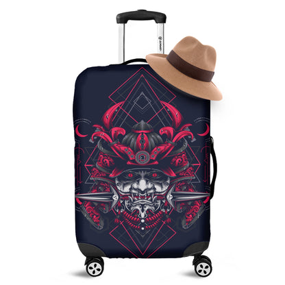 Geometric Samurai Mask Print Luggage Cover