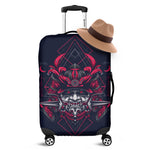 Geometric Samurai Mask Print Luggage Cover