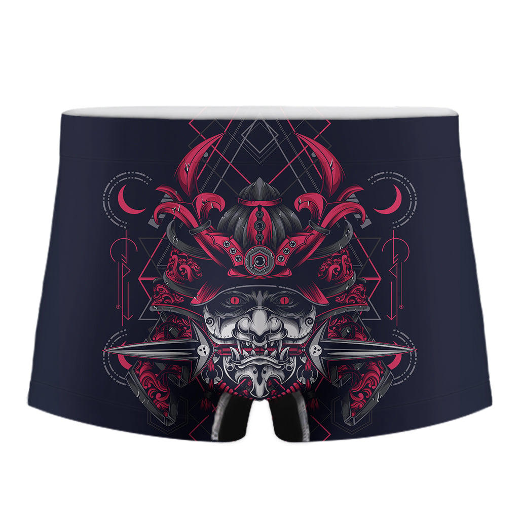 Geometric Samurai Mask Print Men's Boxer Briefs