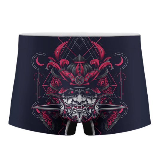 Geometric Samurai Mask Print Men's Boxer Briefs