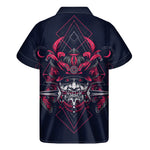Geometric Samurai Mask Print Men's Short Sleeve Shirt