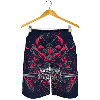 Geometric Samurai Mask Print Men's Shorts