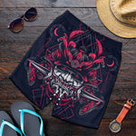 Geometric Samurai Mask Print Men's Shorts